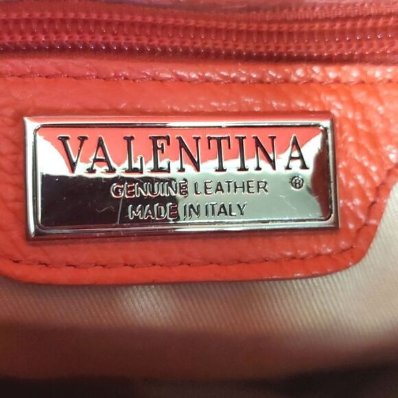 VALENTINA PEBBLE LEATHER BUCKET BACKPACK ORANGE - Picture 13 of 13